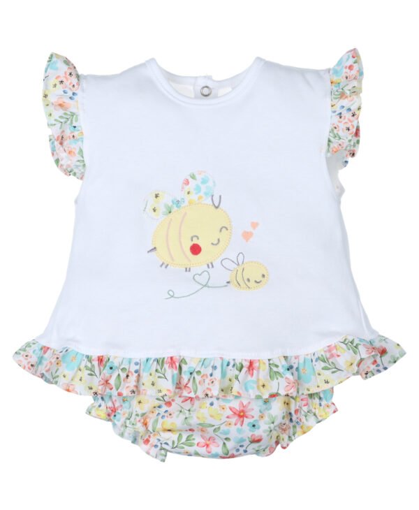 Conjunto bebe flores con lazo